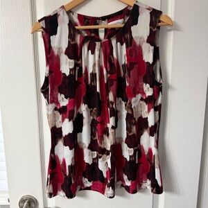Calvin Klein Sleeveless Blouse Red Print Size L